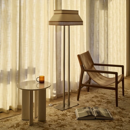 Gulvlampe MARKET SET Square Beige Stue Stoff / Tekstil Design 38 160 Beige