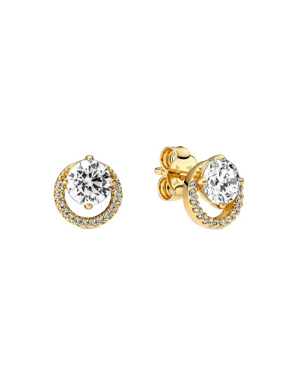 PANDORA 14K Gold Plated Stud Earrings With Clear Cubic Zirconia Guld One Size