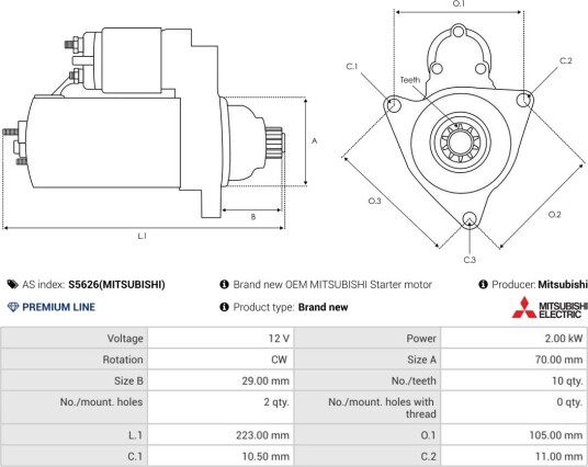 AS PL S5626MITSUBISHI Starter