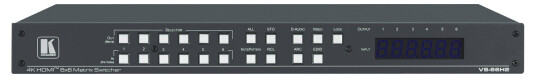 KRAMER VS-66H2 6x6 4K HDR HDCP 2.2 Matrix Switcher with Digital Audio Routing - video/audio switch - rackmonterbar