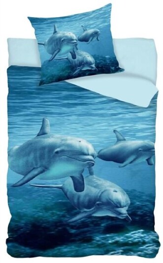Licens Sengetøy - Søte delfiner - 150x210 cm - 100% bomull