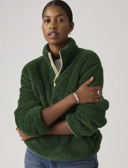 Levi"s® Gemma Sherpa 1/4 Zip Mountain   Green   L