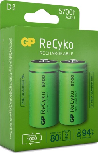 GP ReCyko oppladbart D-batteri