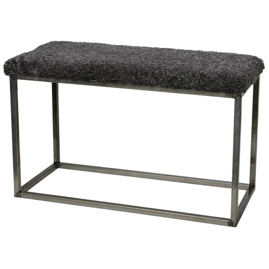 Skinnwille Palle Benk 80x35 cm Stone/Steel