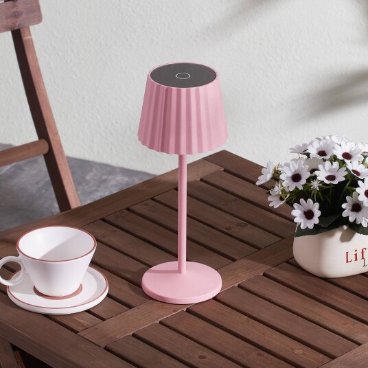 Lindby Esali LED-bordlampe, batteri, rosa