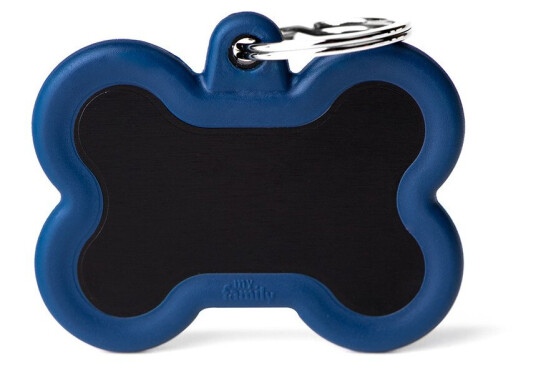 Myfamily Hushtag Collection Id Tag-Aluminium Med Plast Kant Sort/Mørk Blå
