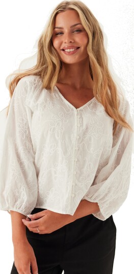 Only Onlzion 3/4 V NECK EMB TOP WVN