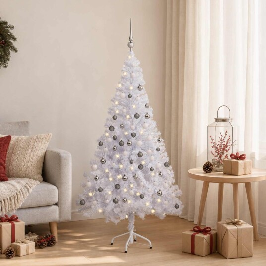 vidaXL Kunstig juletre med LED og kulesett 120 cm 230 grener
