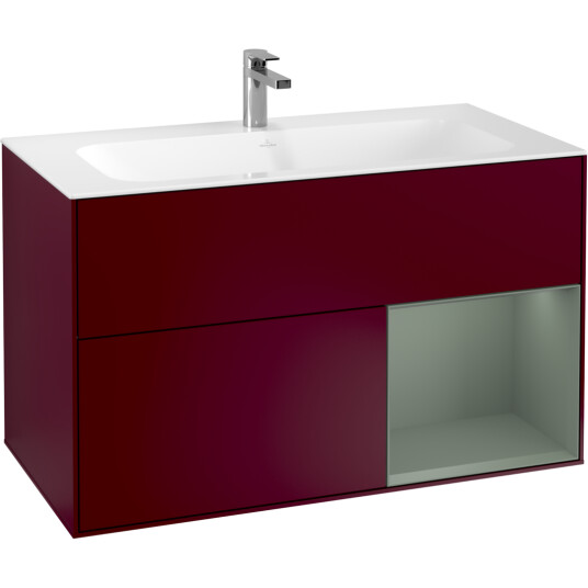 VILLEROY & BOCH FINION SERVANTSKAP 100 PEON MATT LAKK M/LYS HØYRESTILT OLIVENGRØNN HYLLE VILLEROY & BOCH FINION SERVANTSKAP 100 PEON MATT LAKK M/LYS HØYRESTILT OLIVENGRØNN HYLLE