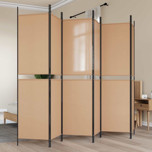 vidaXL 6-Panels Romdeler Beige 300 x 200 cm Stoff