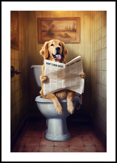 Funny Dog Reading Newspaper Plakat / 40x50
