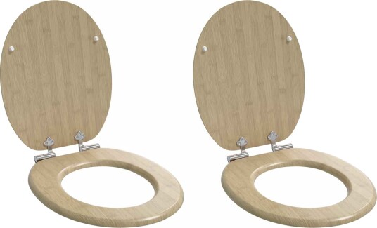 Myk lukking toalettsete 2 pcs Lys bambusfarge 44 x 38 cm