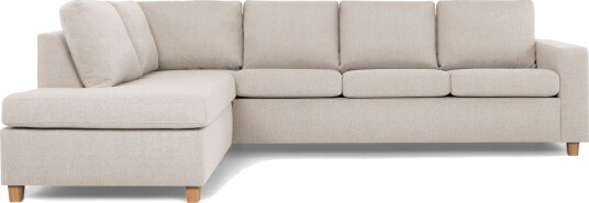 Crazy 4 seters Venstrevendt L formet Sjeselongsofa i Stoff Beige