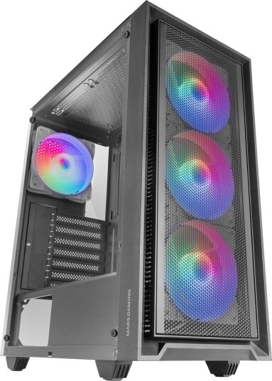 Mars Gaming MC-AIR Midi Tower ATX 4x120mm vifter Svart Mars Gaming MC-AIR Midi Tower ATX 4x120mm vifter Svart