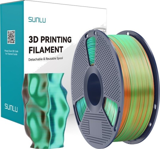 Sunlu Pla+ Silk Tri-Color Filament 1.75 Mm 1 Kg (Oransje-Blå-Grønn)