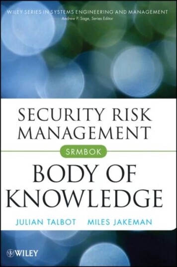 Security Risk Management Body Of Knowledge Av Julian Talbot, Miles Jakeman