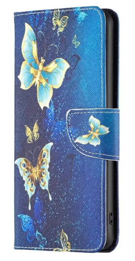EIDERWOOD Sony Xperia 1 VI Flip Deksel i Skinn med Lommebok og Trykk - Blå med Sommerfugler