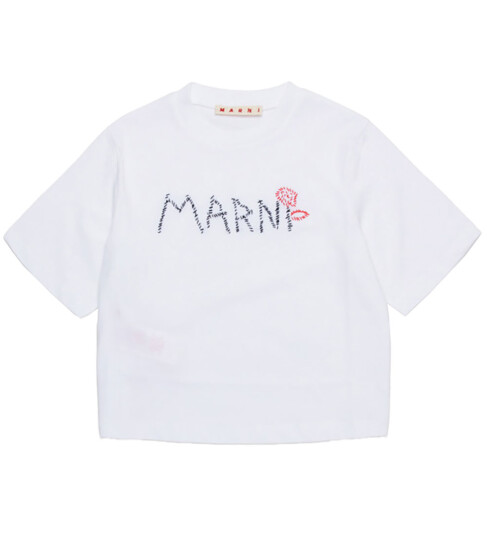 Marni T skjorte Beskåret Hvit m. Broderi Marni 8 år 128 T skjorte