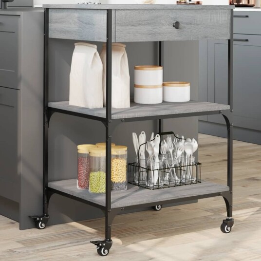 Kjøkkentralle grå sonoma 60x48x89,5 cm konstruert tre 842374 Kjøkkentralle grå sonoma 60x48x89,5 cm konstruert tre 842374