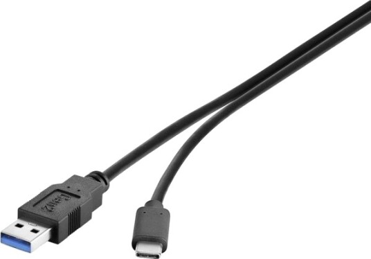 Renkforce Usb 3.1 Tilkoblingskabel [1X Usb 3.0 A-Plugg Til 1X Usb-C™-Plugg] 1 M Svart Ul-Sertifisert Gullbelagte Kontakter 1460360