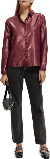 Scotch & Soda Cotton Lurex Regular Fit Shirt Purple XS