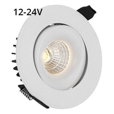9W downlight - RA90, Hull: Ø9,5 cm, Mål: Ø11,5 cm, hvit kant, 12V-24V - Dimbar : Ikke dimbar, Kulør : Varm