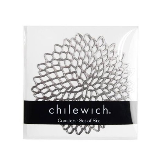 CHILEWICH Pressed Dahlia Glassunderlag 6pk 12.7x12.7cm GUNMETAL