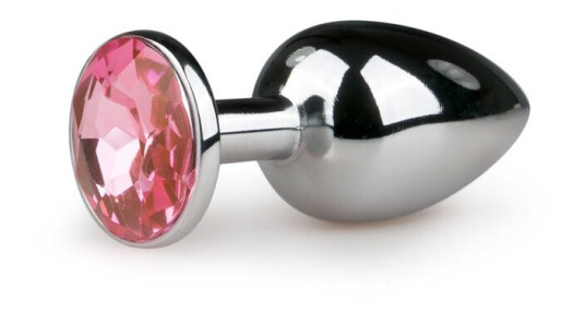EasyToys: Metal Butt Plug No. 1 with Crystal, small, sølv/rosa
