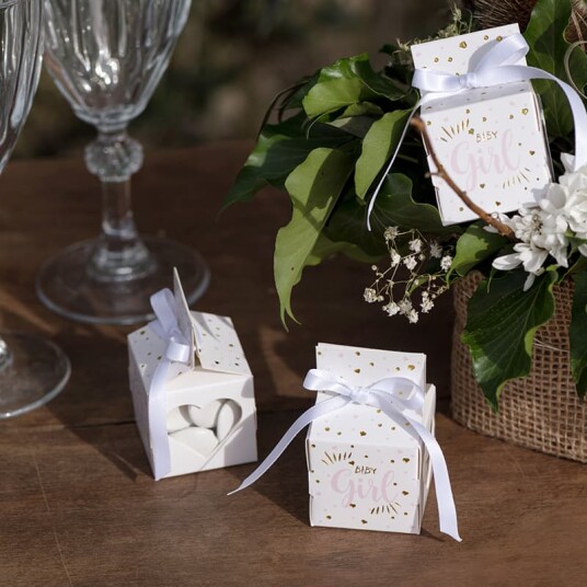 Santex Dekorasjonsbokser Baby Shower Rosa - 6-pakning