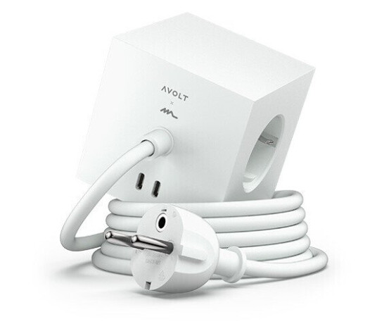 Avolt Stikdåser - Square 1 w/30W Dual USB-C & Magnetic Base 1,8m ML Edition White Avolt