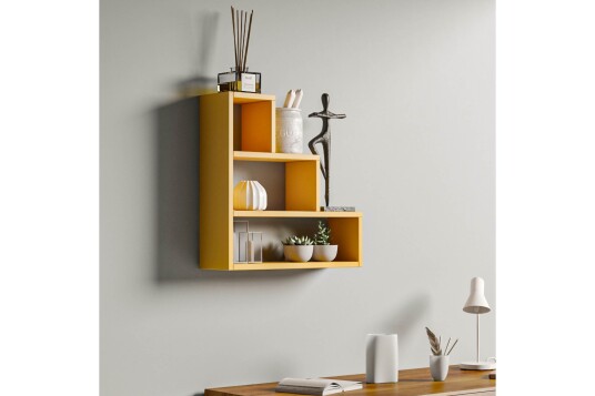 Vegghylle Piramit 62x18 cm Gul