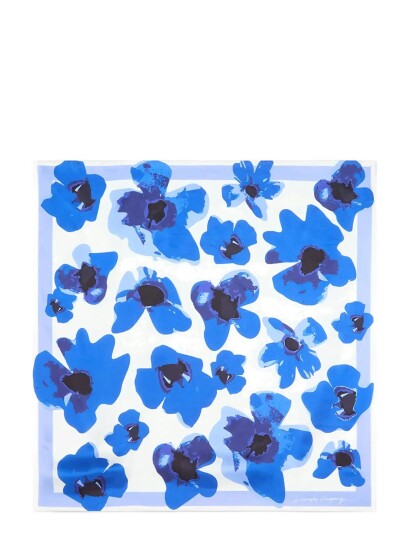 Lexington Clothing Flower Printed Silk Scarf Blue ONE SIZE Lexington Clothing Flower Printed Silk Scarf Blue ONE SIZE