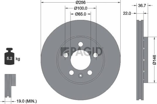 Bremseskive PAGID 53953NHC