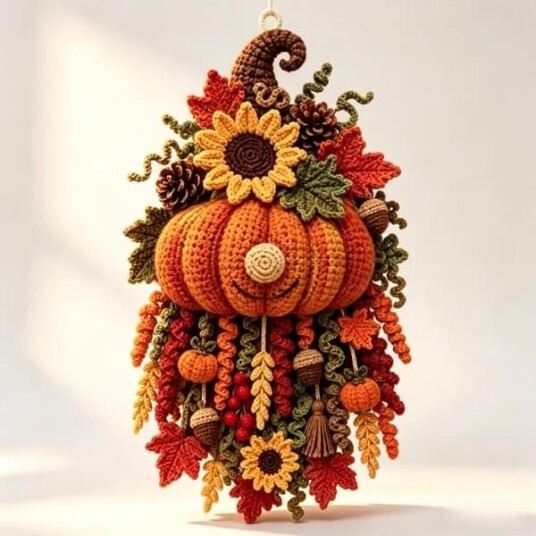 Halloween DIY Heklesett med Gresskar Dørdekorasjon