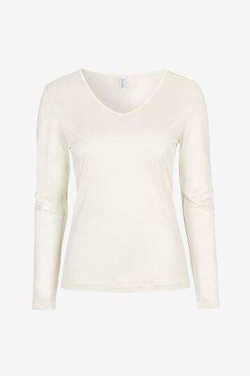 Damella Topp Long Sleeve i silke Natur Damella Topp Long Sleeve i silke Natur