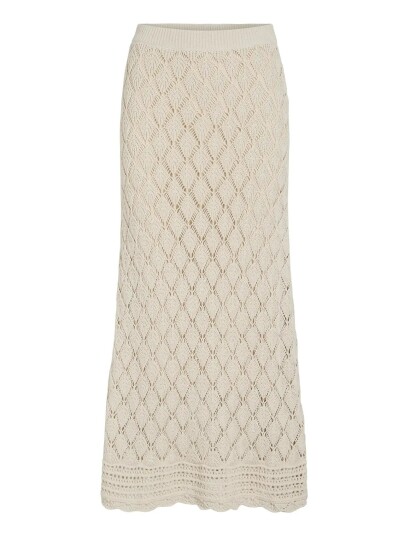 Vila Vievie Hw Ankle A Line Knit Skirt Beige L