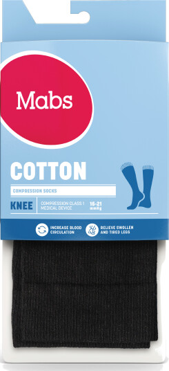 Mabs Bomull Knestrømpe Klasse 1, Medium, sort, 1 par Mabs Bomull Knestrømpe Klasse 1, Medium, sort, 1 par