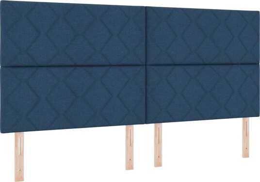  Box Spring Seng med Madrass Blå 200x200 cm Stoff