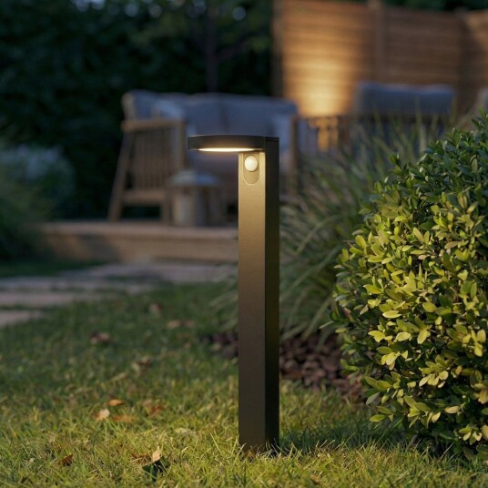 Tarlson LED-solcellelampe, rund, antrasitt, sensor - PRIOS - Terrasse - Moderne - Plast - Med en lyskilde