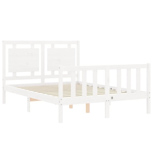vidaXL Sengeramme med hodegavl hvit 4FT small double heltre