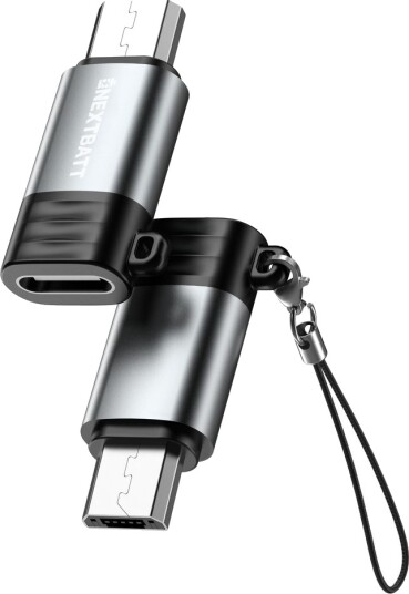 NEXTBATT USB-C hunn til mikro-USB hannadapter - Svart/grå