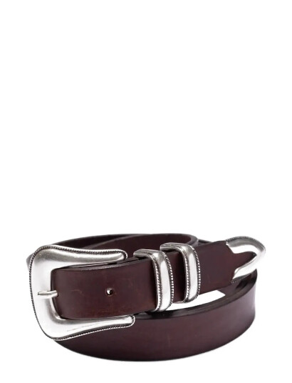 Nudie Jeans Western Silver Belt Dark Brown - Silver - 75