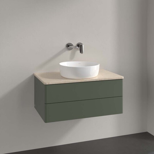 Villeroy & Boch Antao Servantskap med 2 skuffer 80x50x36 cm m/lys Grønn Matt/Crème