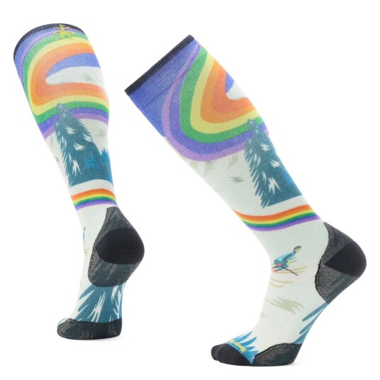 Smartwool Ski Zero Cushion Rainbow Trails Print Otc Socks Laguna Blue XL
