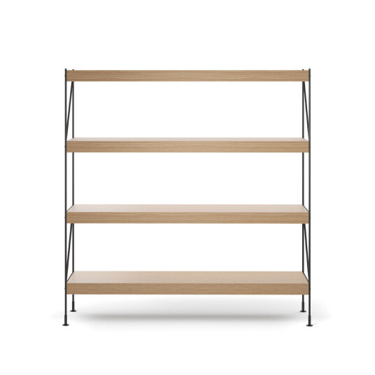 MENU Zet hyllesystem natural oak, 1 x 4, black steel base