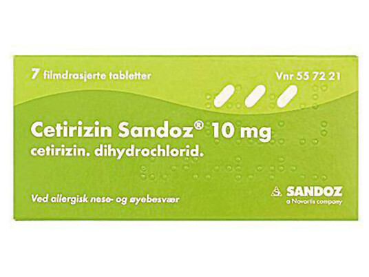 Cetirizin Sandoz 10mg 7 tabletter Cetirizin Sandoz 10mg 7 tabletter