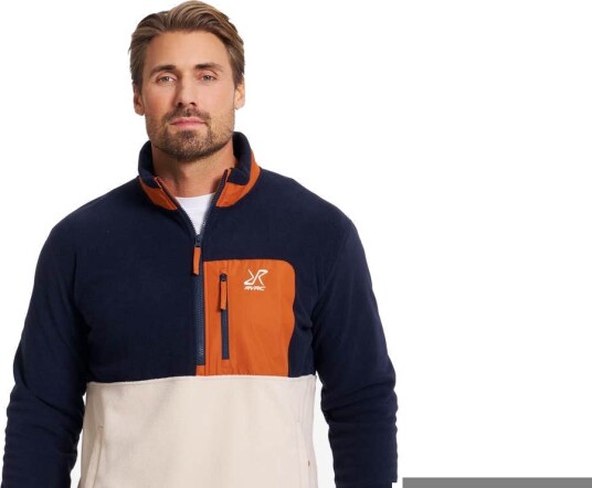 Revolutionrace Woodland Half zip Fleece Herre Deep Navy/Peyote 4XL Herre Overdeler Fleece & midlayers