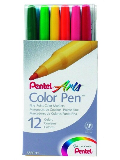 Pentel S360-12 Color Pen Assorted