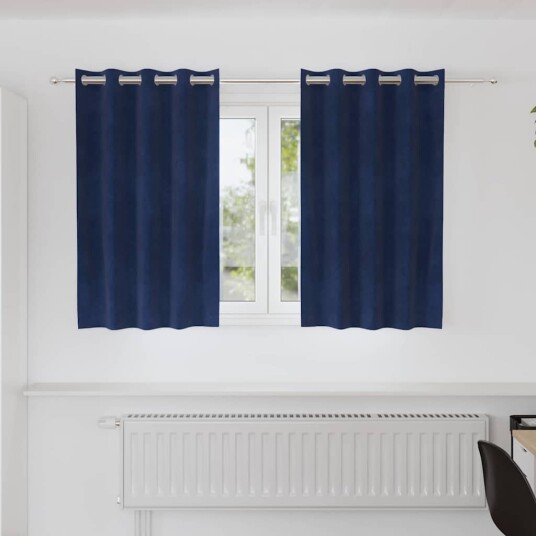 Gardiner med gardiner 2 pcs Mørkblå 140 x 140 cm Fløyel