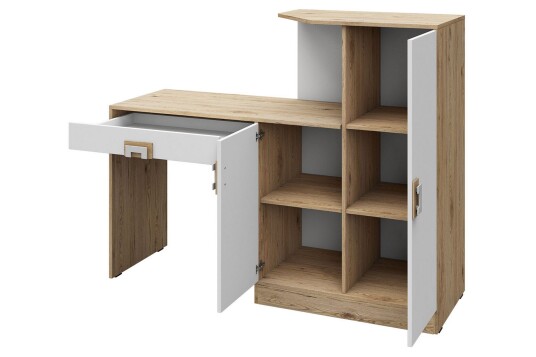 Skrivebord Hermanboda 150 cm med Oppbevaringsskuff + Skap Beige/Hvit